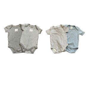 Set of 4 Baby Bodysuits in Gray and Blue 0-3M
